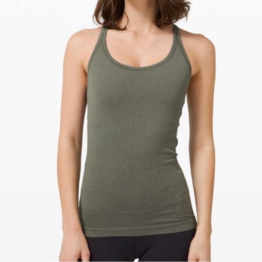 Women's Olive Green Ribbed Tank Top